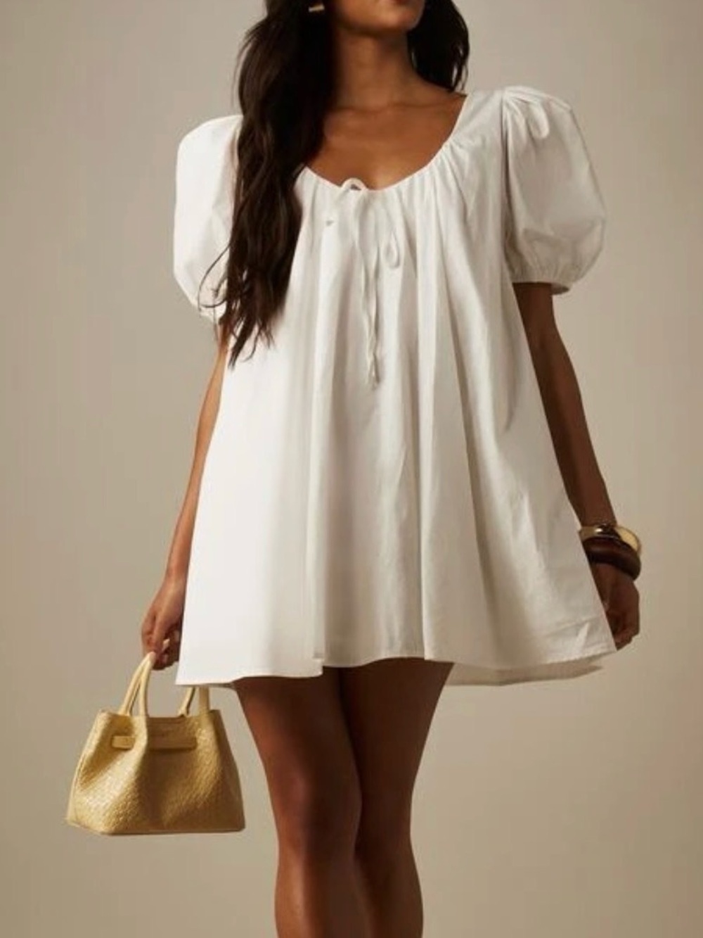 Missguided White Puff Sleeve Babydoll Mini Dress